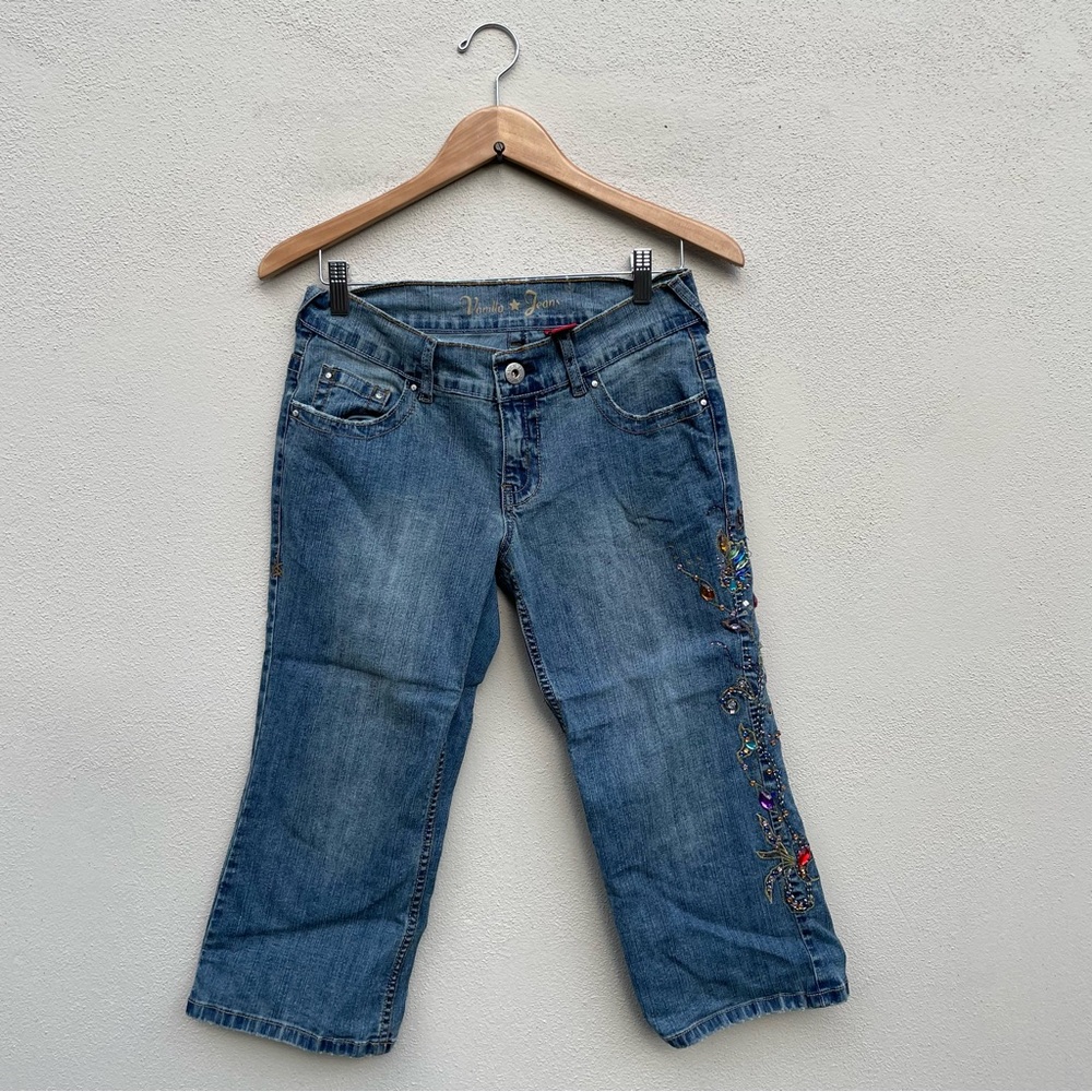 Y2K Vanilla Jeans With Embroidery And Rhinestones